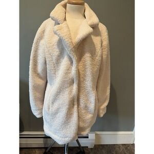 Hammacher Schlemmer Sherpa Coat Snap Button  Cotton Blend Lining Women XL EUC